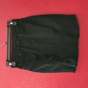 Ripped jean pencil skirt